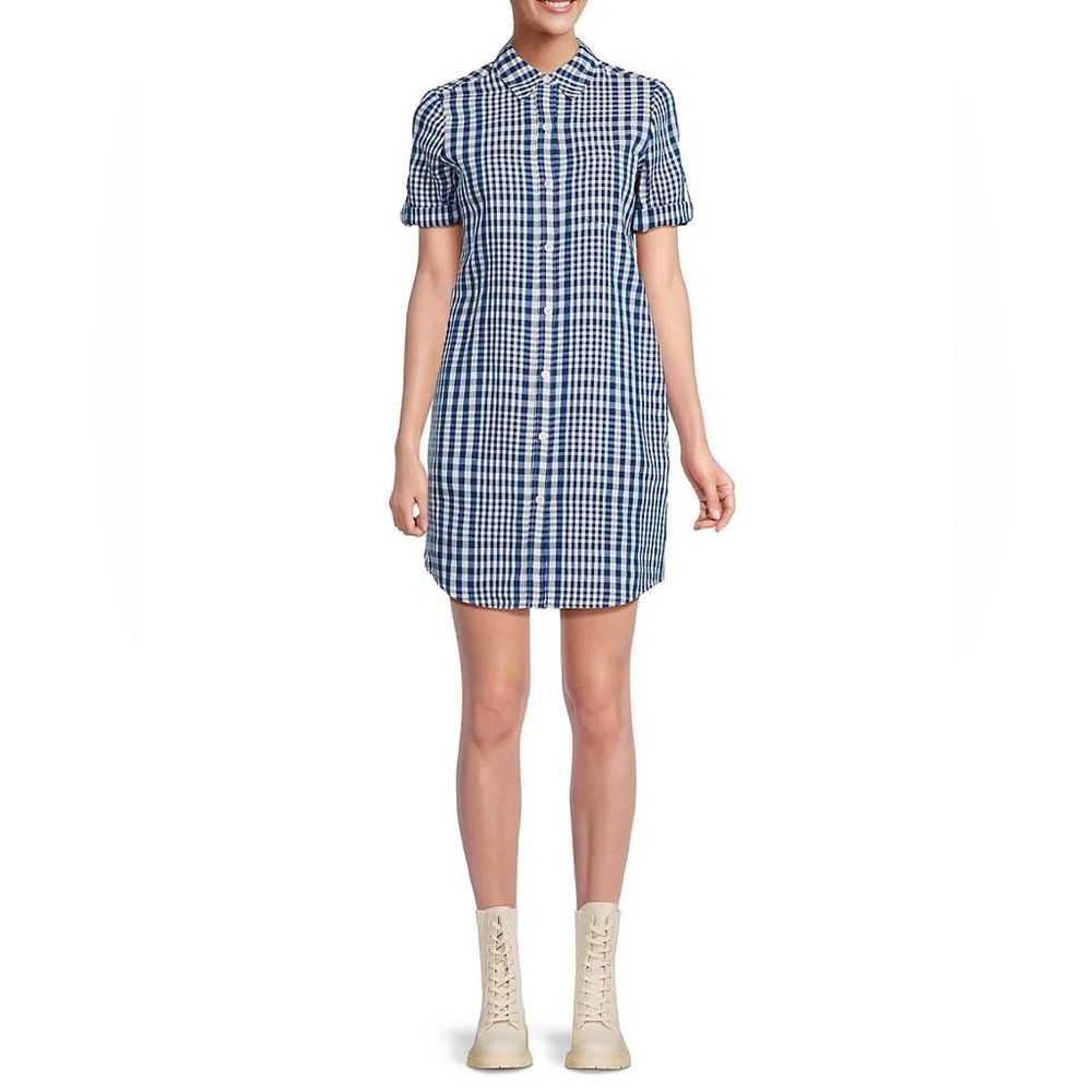 New Theory Plaid Mini Shirt Dress Sz 2